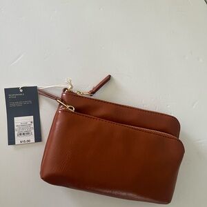 Brown Faux Leather Pouch Set